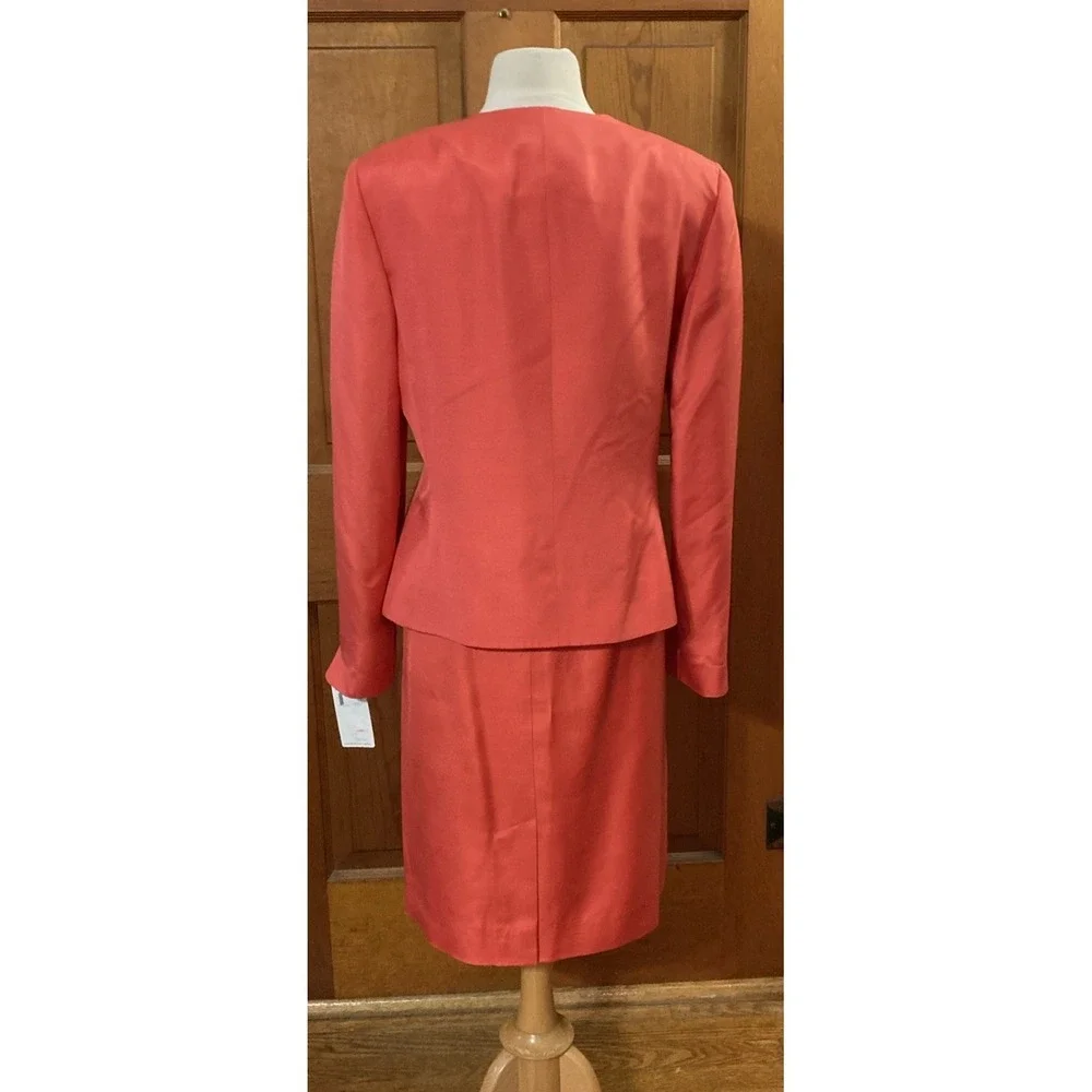 Dana Buchman Silk‎ Wool Skirt suit wmens Sz 12 New Pink Career mother Bride $476